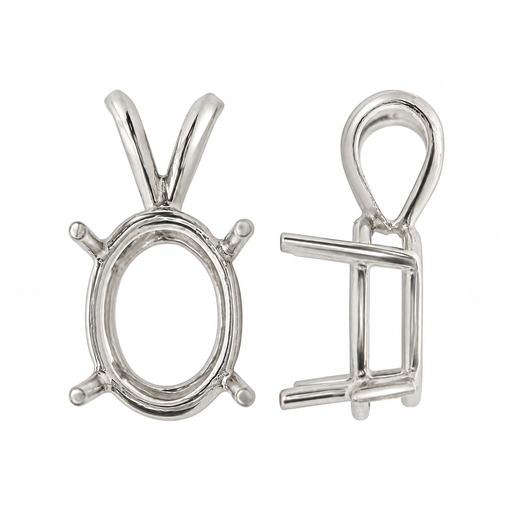 Myron Toback Inc. Sterling Silver 4 Prong Oval Pendant Sterling Silver 4 Prong Oval Pendant