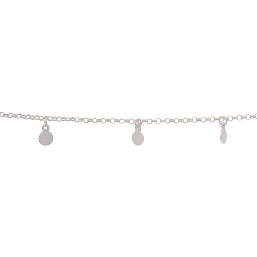 Myron Toback Inc. Sterling Silver Circle Charm Cable Chain Circle Charm Cable Chain