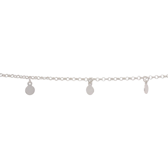 Myron Toback Inc. Sterling Silver Circle Charm Cable Chain Circle Charm Cable Chain