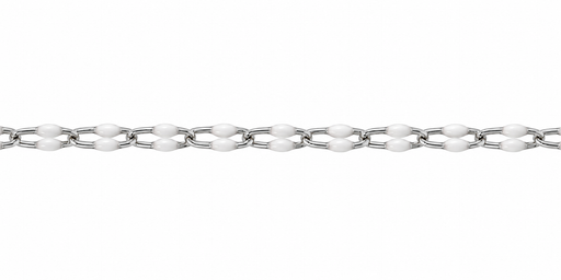 Sterling Silver Elongated Cable Chain with White Resin Elongated Cable Chain with White Resin
