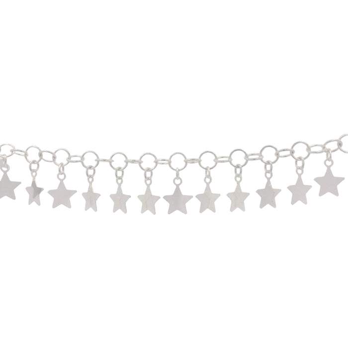 Myron Toback Inc. Sterling Silver Star Charm Cable Chain Star Charm Cable Chain