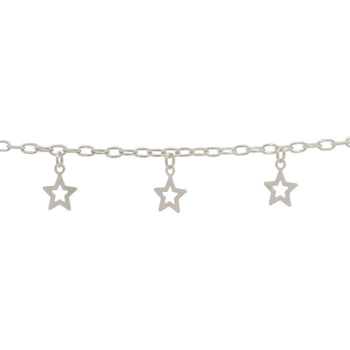 Myron Toback Inc. Sterling Silver Star Charm Cable Chain Star Charm Cable Chain