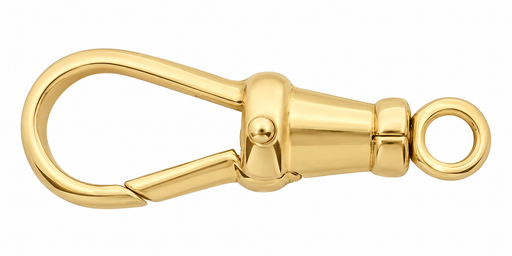 Myron Toback Inc. swivel clasp with metal ring, used for jewelry or accessories, shown in close-up on a neutral background.