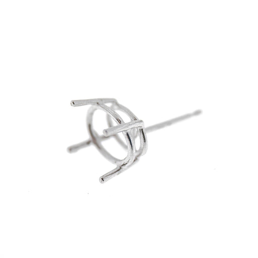 Myron Toback Inc. 14K White 4 Prong Oval Basket Earring
