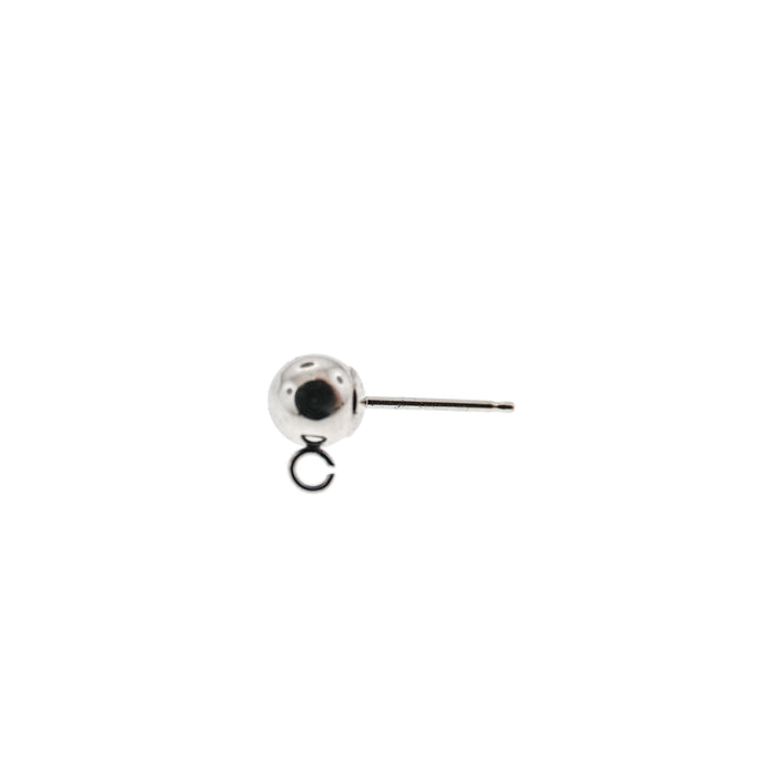 14K White Gold Ball Post with Ring Earring  Myron Toback Inc. 14K White Gold Ball Post with Ring Earring