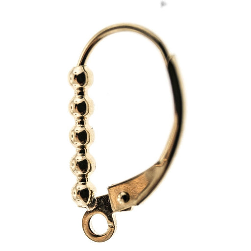 14K Yellow Lever Back with Ring & 5 Bead Accent  Myron Toback Inc. 14K Yellow Lever Back with Ring & 5 Bead Accent