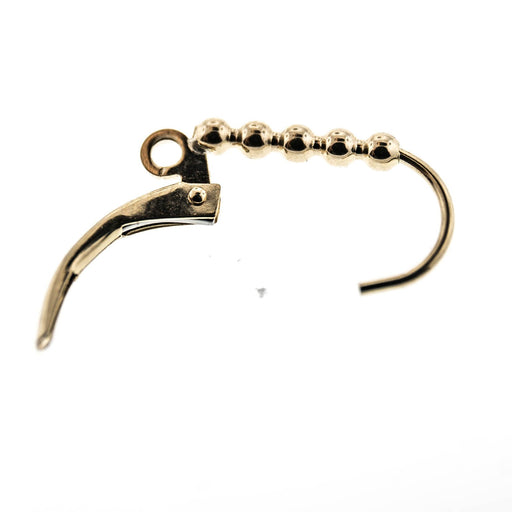 14K Yellow Lever Back with Ring & 5 Bead Accent  Myron Toback Inc. 14K Yellow Lever Back with Ring & 5 Bead Accent