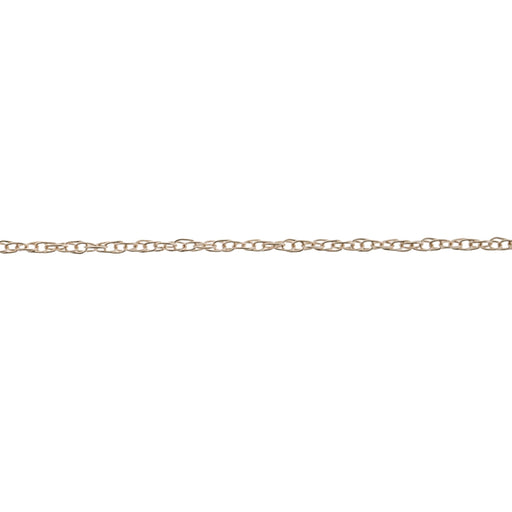 14k yellow gold 1.0mm rope chain from Myron Toback Inc. displayed laid flat, showing its fine, twisted design and polished finish.