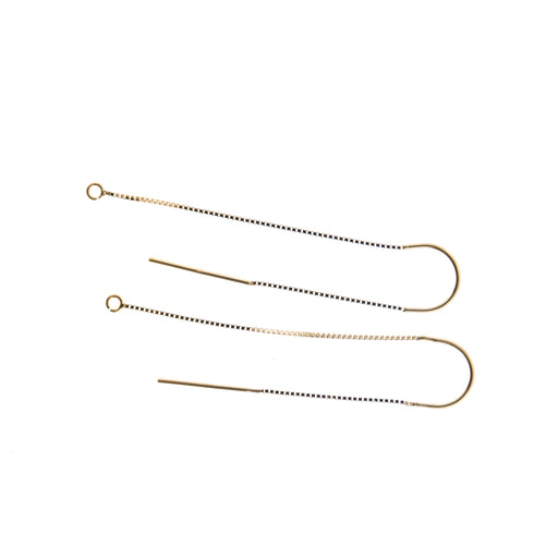 14K Yellow U-Threader Box Chain Drop with Ring Earring  Myron Toback Inc. 14K Yellow U-Threader Box Chain Drop with Ring Earring