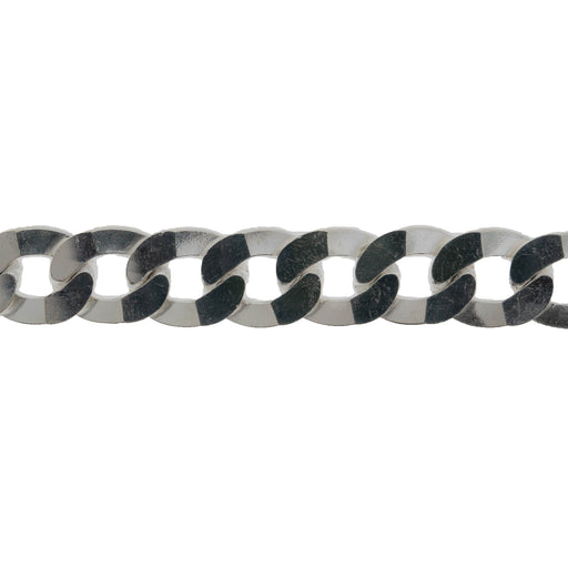 Myron Toback Inc. Sterling Silver 10.8MM Flat Curb Diamond Cut Chain