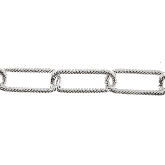 Sterling Silver 6MM Elongated Twisted Wire Chain  Myron Toback Inc. Sterling Silver 6MM Elongated Twisted Wire Chain