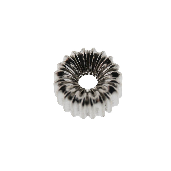 Sterling Silver Corrugated Rondel Bead  Myron Toback Inc. Sterling Silver Corrugated Rondel Bead