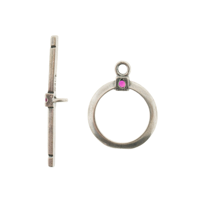 Myron Toback Inc. Sterling Silver Fancy Toggle With Ruby Stone