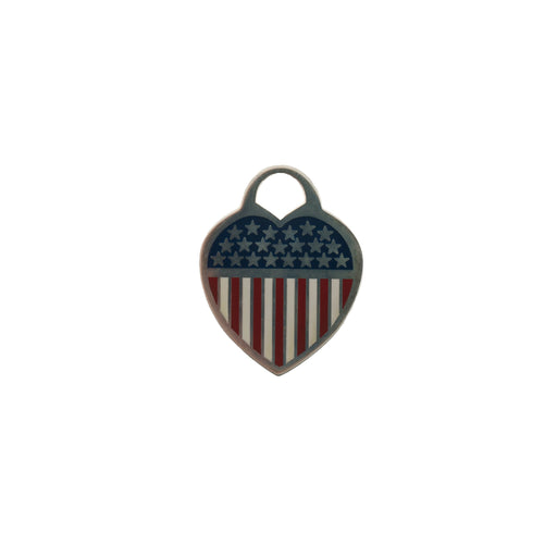 Myron Toback Inc. Sterling Silver Heart Tag with American Flag